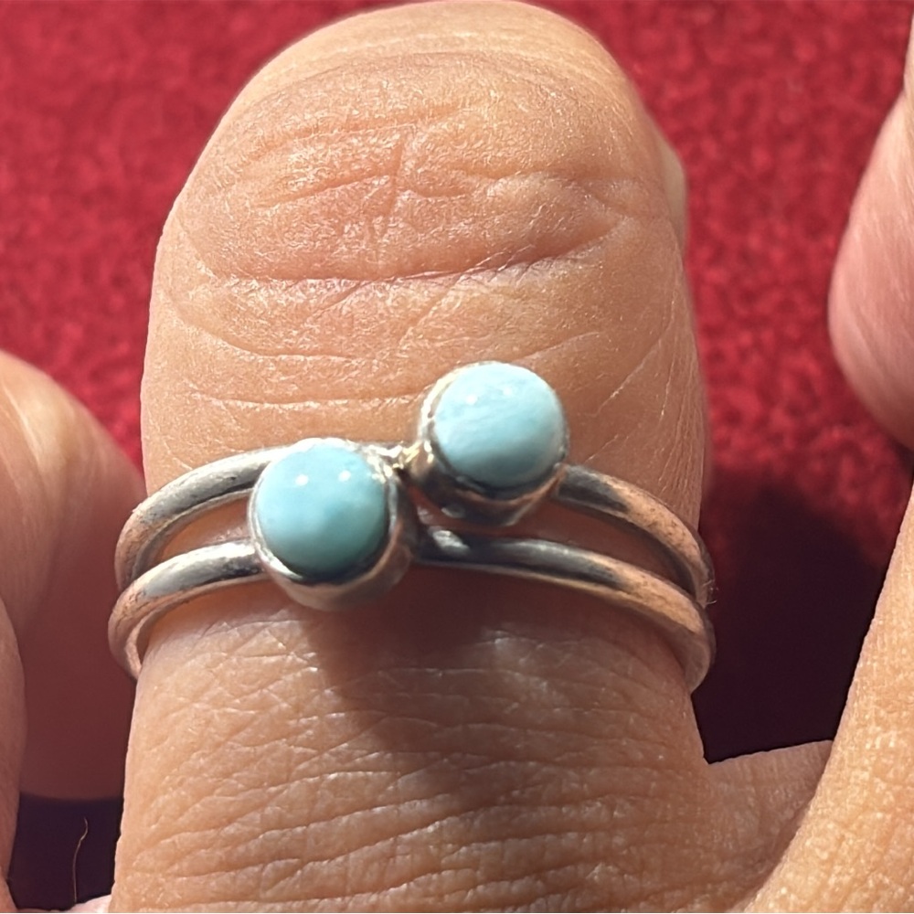 Larimar Sterling Silver Stack Rings - image 3